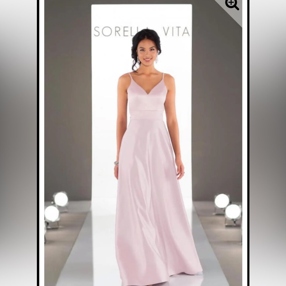 NWOT Sorella Vita MODERN SATIN BRIDESMAID DRESS
Style 9168 (Light Pink)